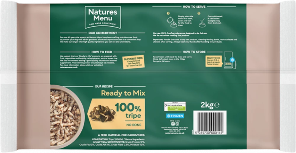 Natures Menu Raw Freeflow 100% tripe - 2KG - Image 2
