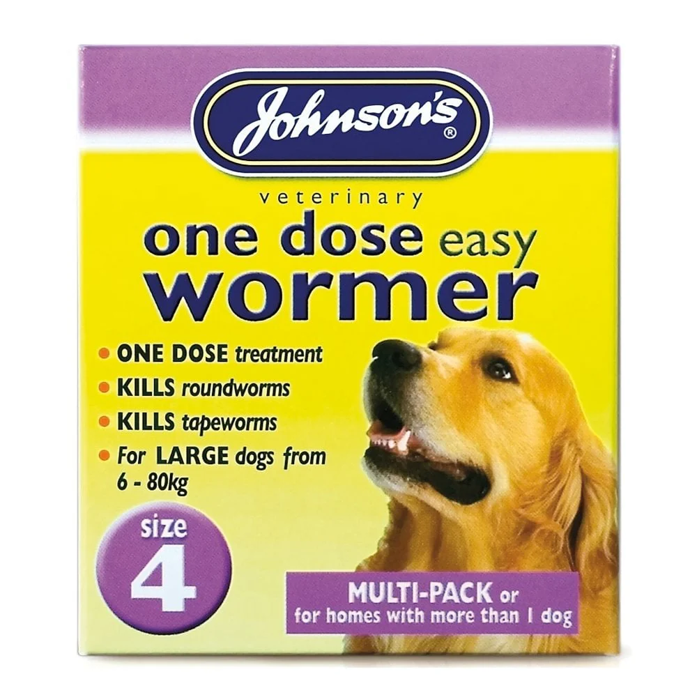 Johnsons One Dose Easy Wormer Dogs- SIZE 4