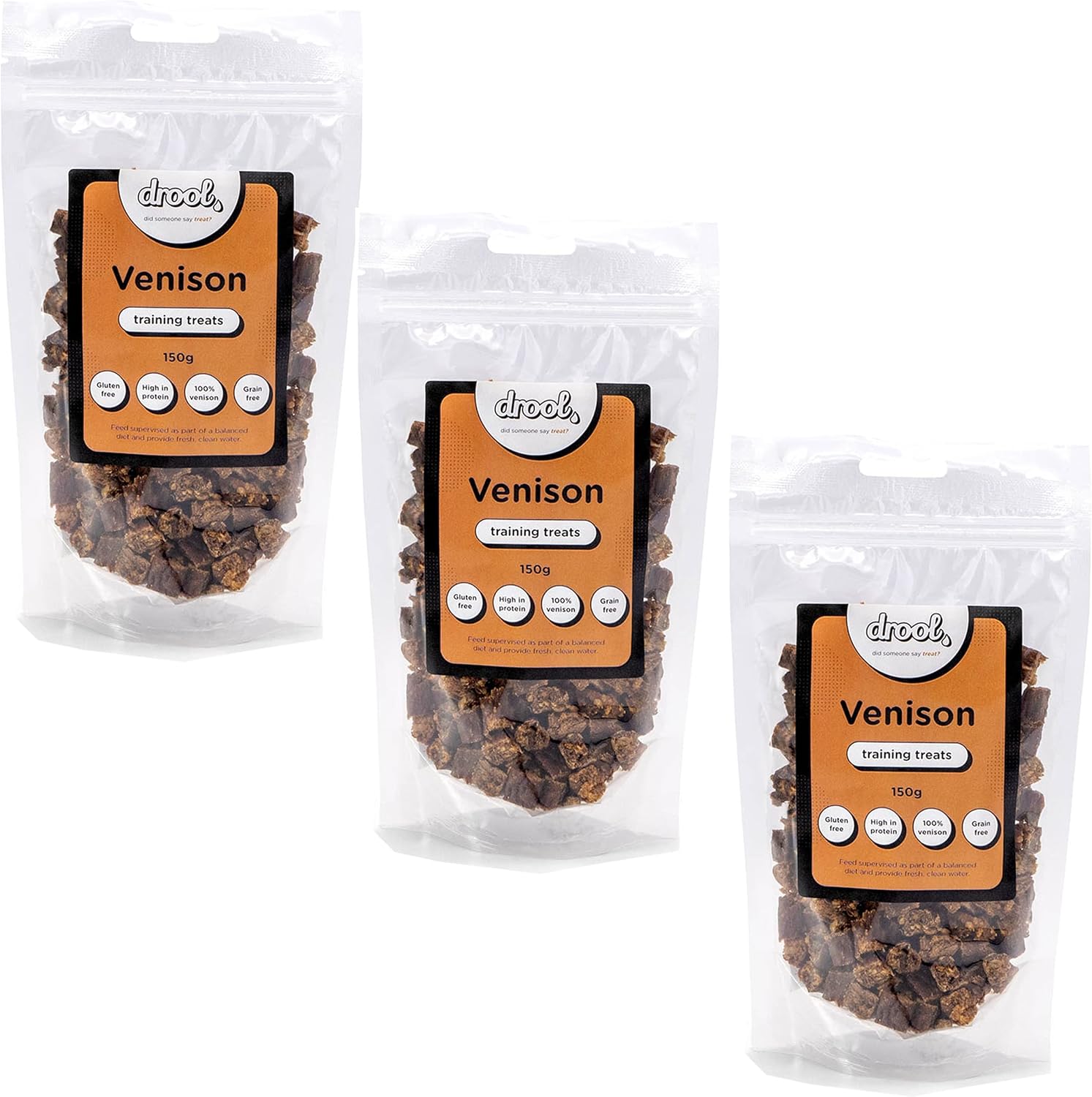 3 x 150g Venison Air-Dried Nibbles Dog Chews for Dogs & Puppies