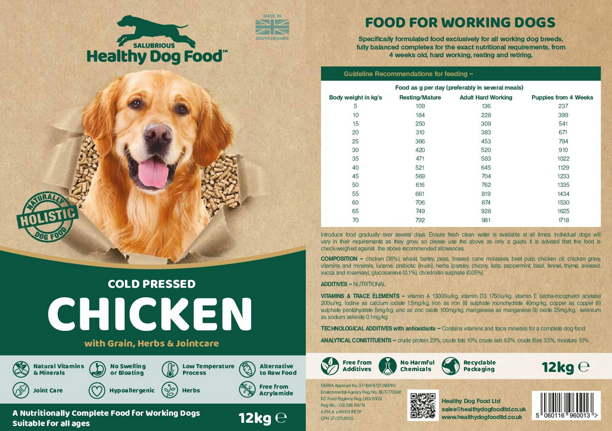 Chicken Flavoured Cold Pressed Working Dog Food With Grains