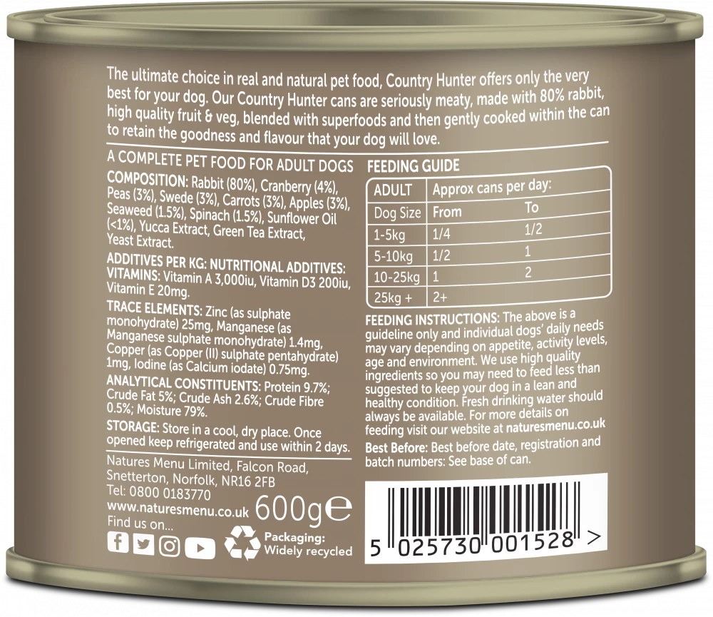 Country Hunter Cans Rabbit with Superfoods For Adult Dogs - 600Gm - Image 4
