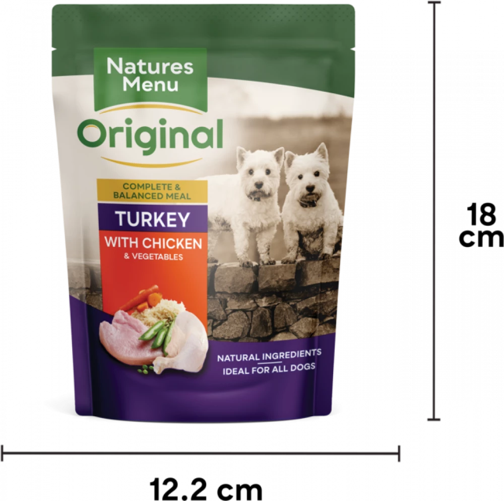 Natures Menu Dog Pouches Turkey with Chicken For Adult Dogs 8 X 300Gram - Image 2