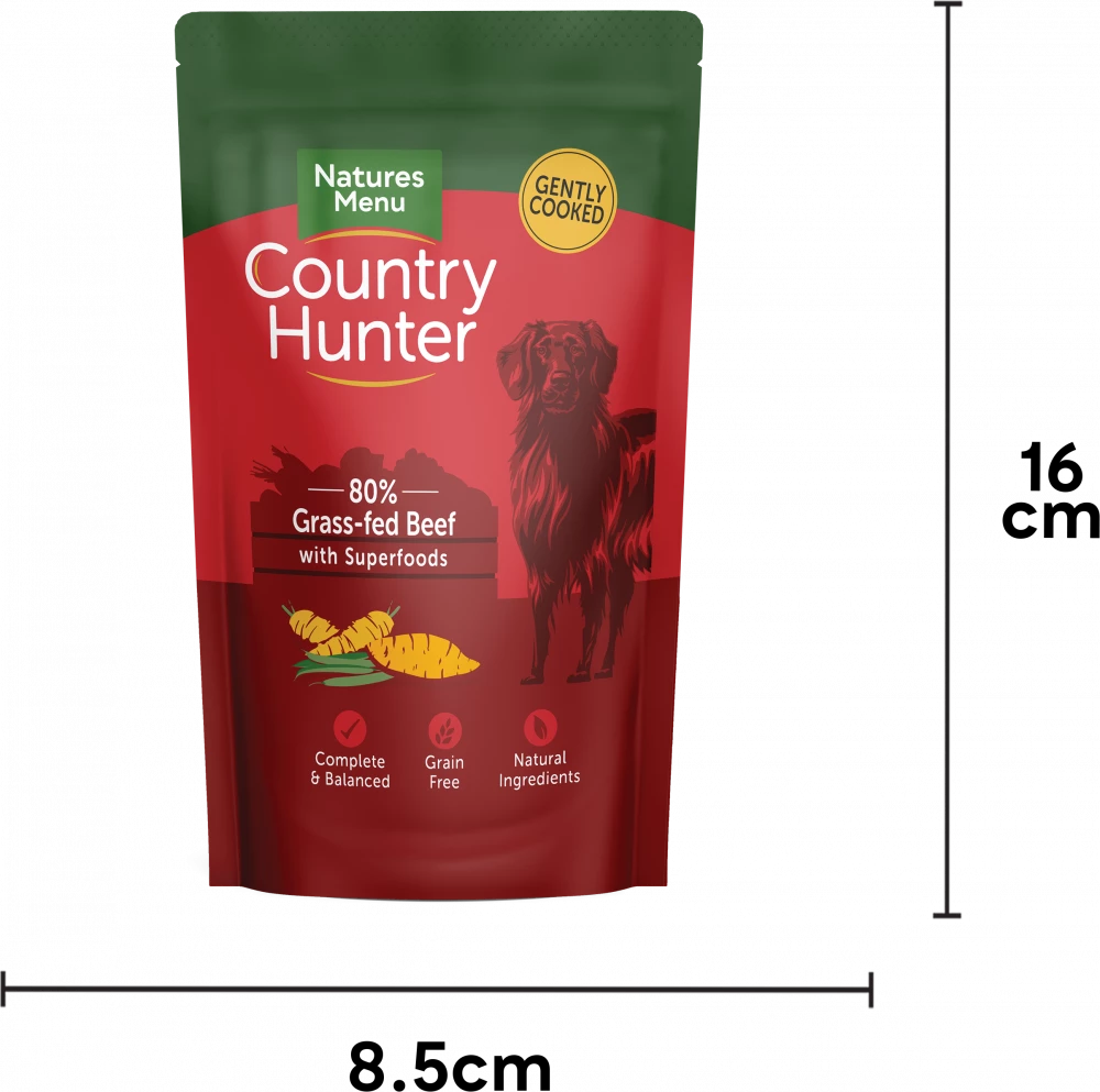 Country Hunter Dog Pouches Grass Grazed Beef For Adult Dogs 6x150g Pouches - Image 4