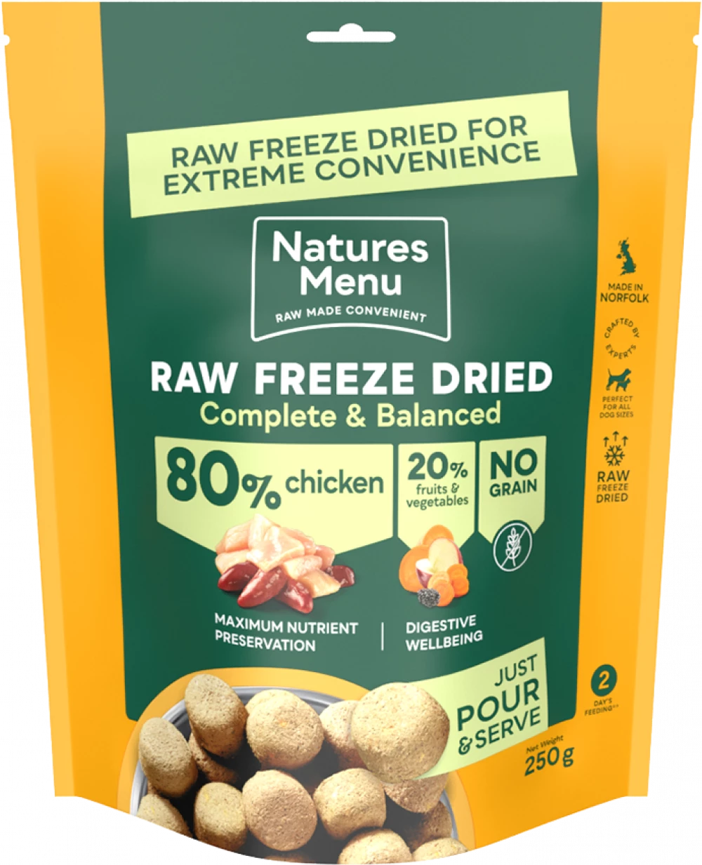 Complete Freeze Dried Food 80/20 Chicken For Adult Dogs 250Gm