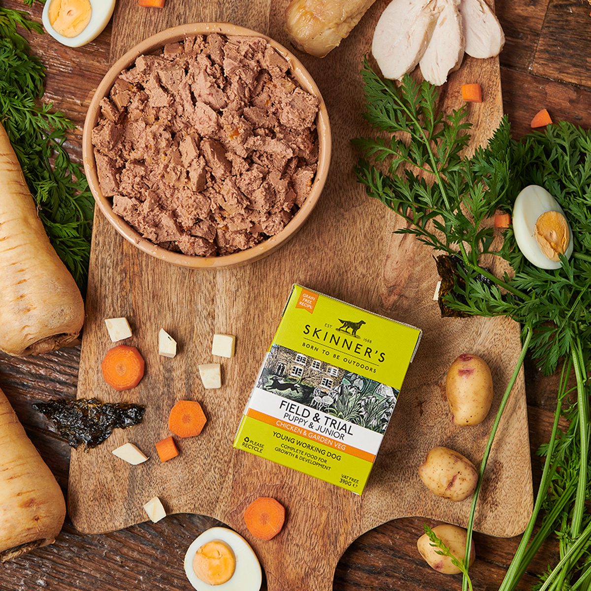 Skinner's Field & Trial Puppy & Junior Chicken & Garden Veg - WET FOOD 18 X 390GM - Image 4