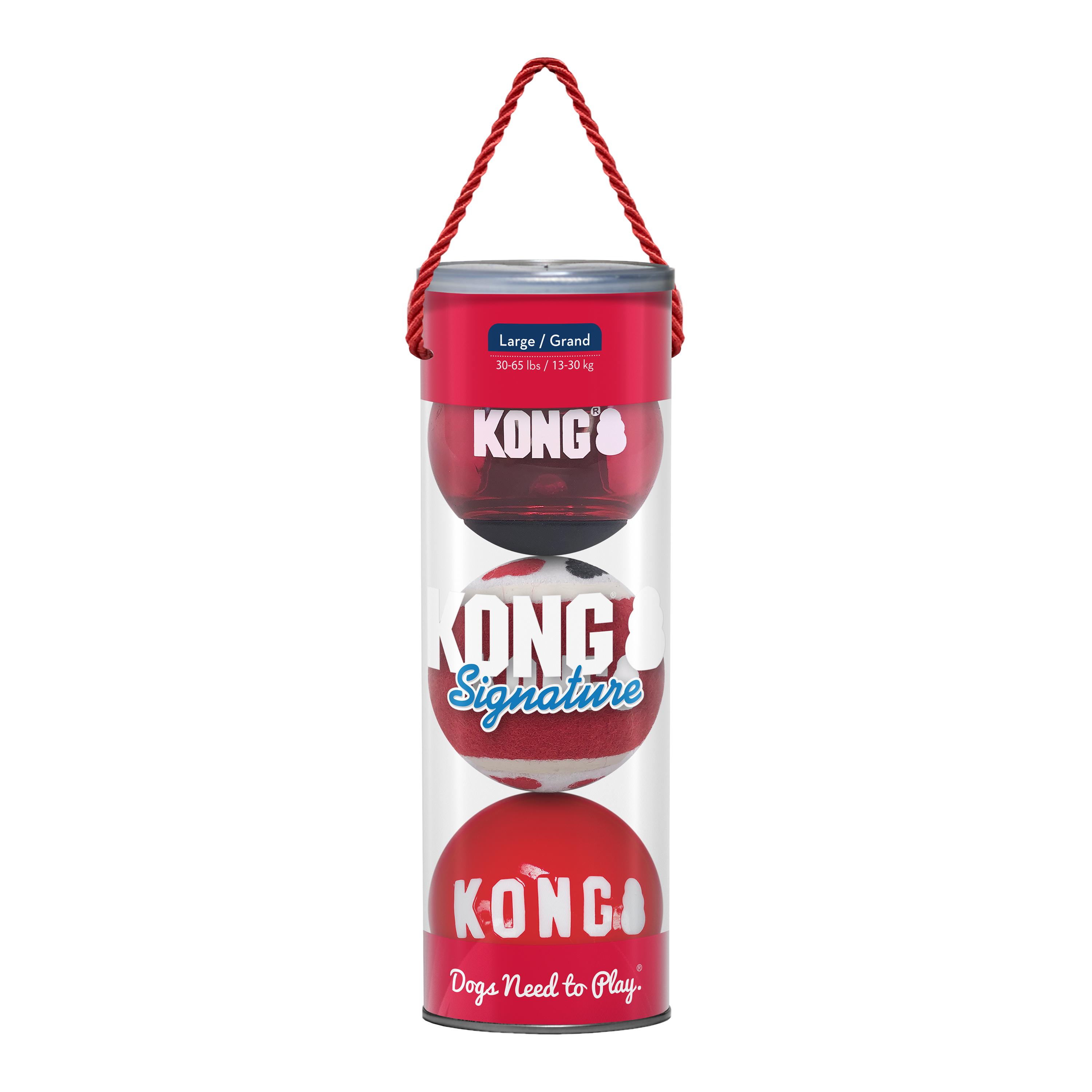 KONG Signature Balls Durable Fetch Dog Toy - Large 3-Pack Assorted