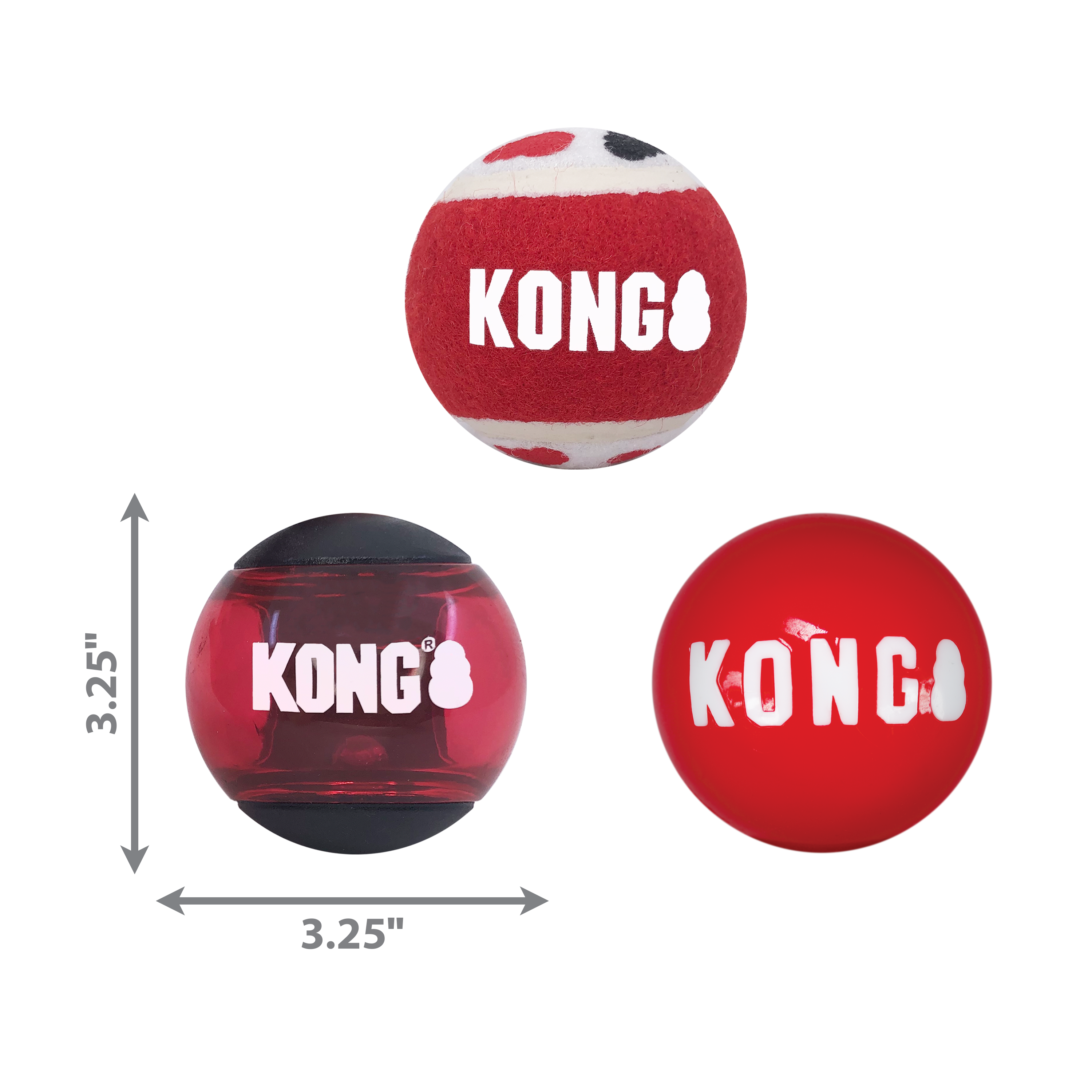 KONG Signature Balls Durable Fetch Dog Toy - Large 3-Pack Assorted - Image 3
