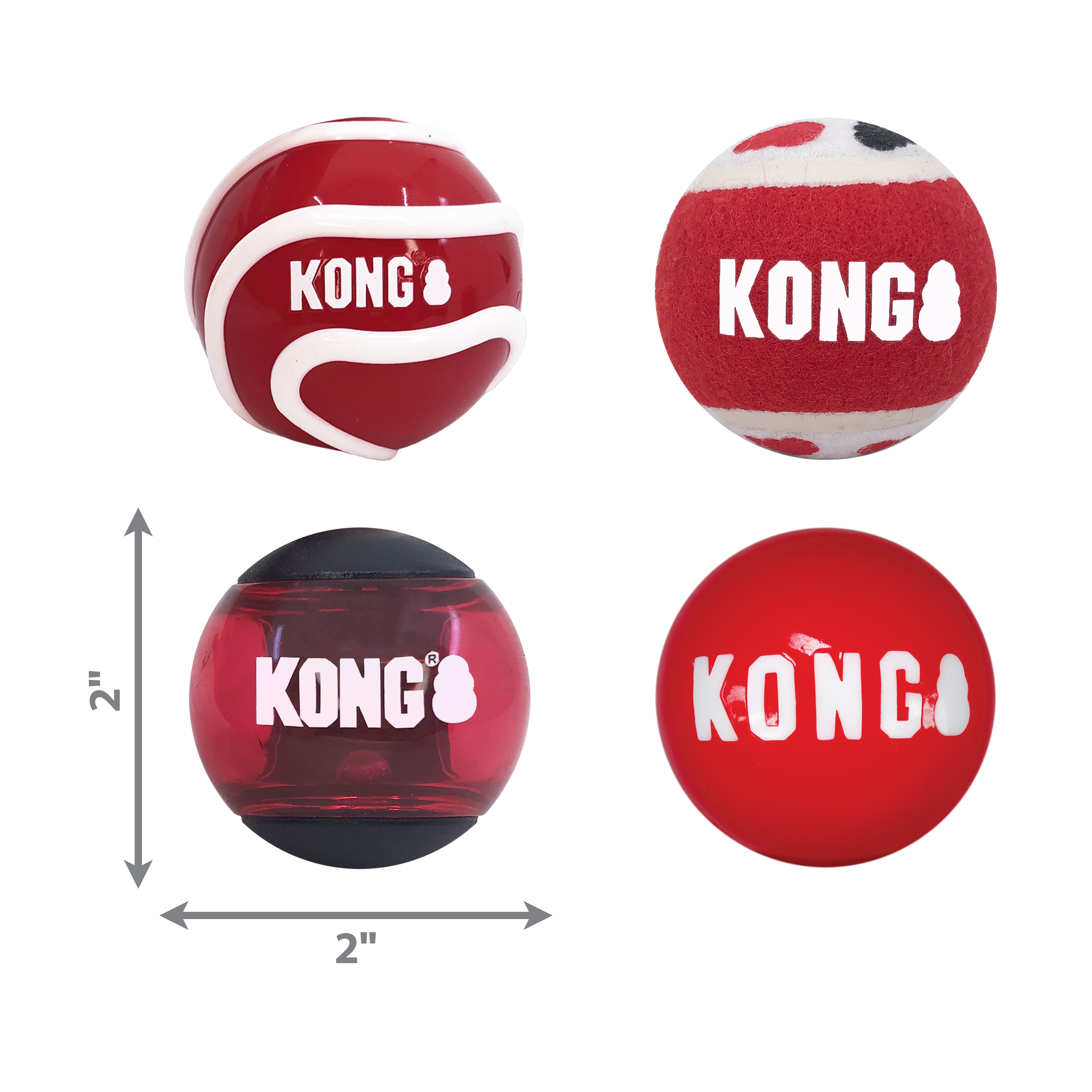 KONG Signature Balls Durable Fetch Dog Toy - Small 4-Pack Assorted - Image 3