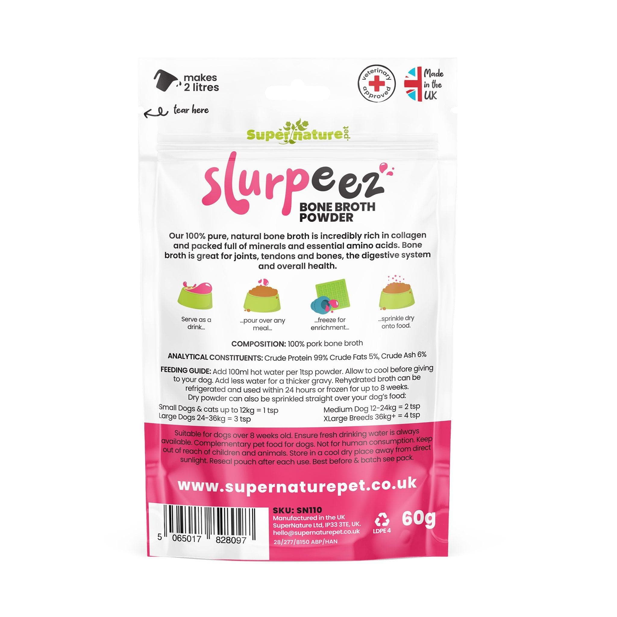 Supernature Slurpeez Bone Broth Powder 100% Pork 60g - Image 2