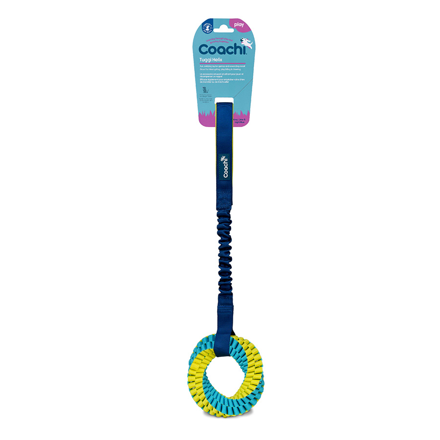 Coachi Tuggi Helix Dog Toy Blue & Lime - Image 3