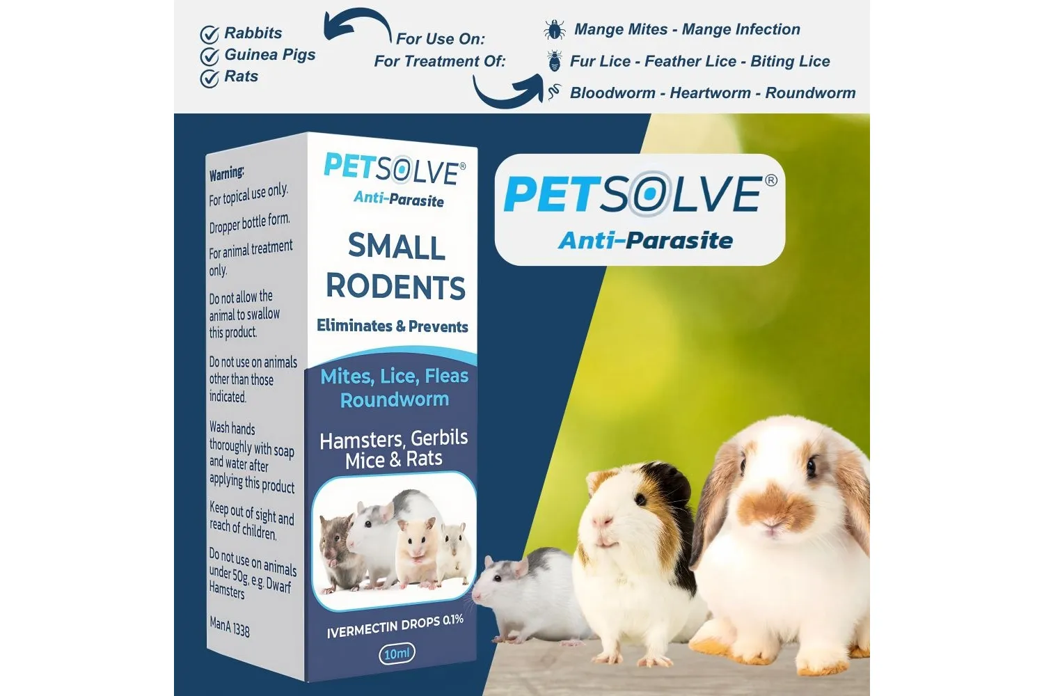 Petsolve Anti-Parasite For Small Rodents 10ml