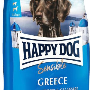 Happy Dog Supreme Sensible Greece 1KG , 11KG Grain-Free Lamb, Shrimp & Calamari Dry Dog Food with Mediterranean Herbs