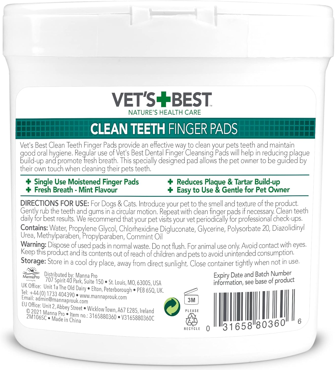 Vet's Best Dental Care Finger Wipes,Reduces Plaque & Freshens Breath, Teeth Cleaning Finger Wipes for Dogs - Image 2