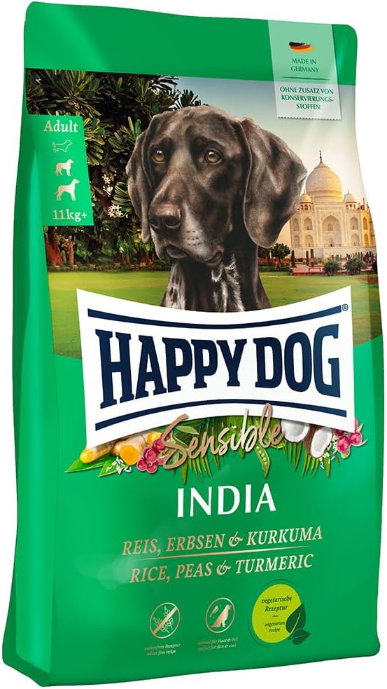HAPPY DOG INDIA 10KG Vegetarian composition with rice, peas and turmeric Complete Kibble dogs