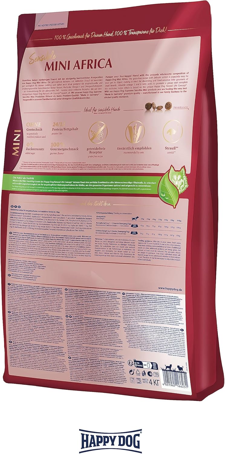 Happy Dog Dry Dog Food Mini Africa Ostrich and Potato 800Gm Or 4 kg - Image 2
