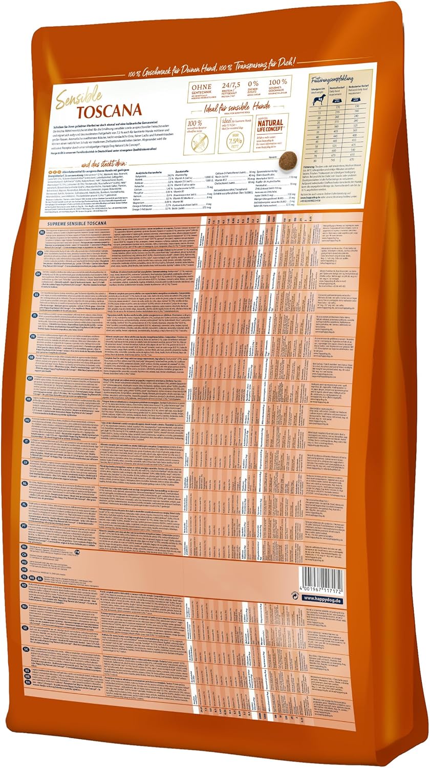 Happy Dog Supreme Sensible Toscana 1 Or 12.5kg Low-Fat, Wheat/Gluten‑Free Dry Dog Food with Duck & Salmon - Image 2