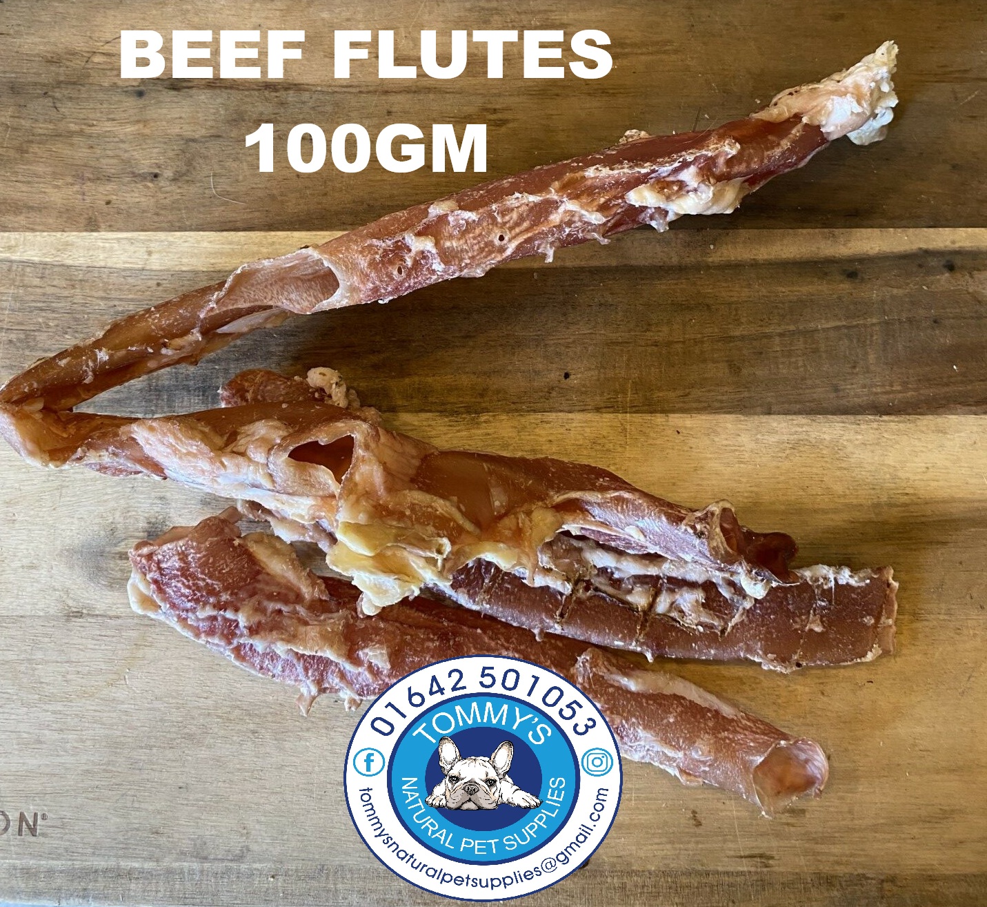 Beef Flute For Dogs 15CM – Natural Long Lasting Dog Chew 100GM