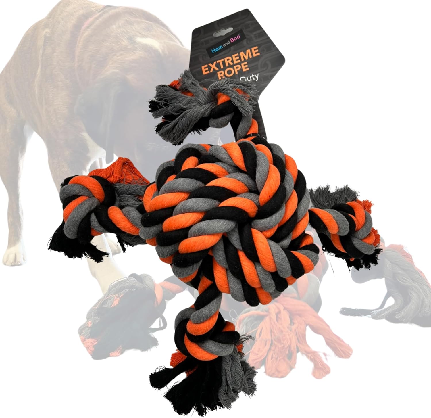 XL DOG BULLY ROPE BALL MONKEY FIST DURABLE KNOT TASSLES TUG