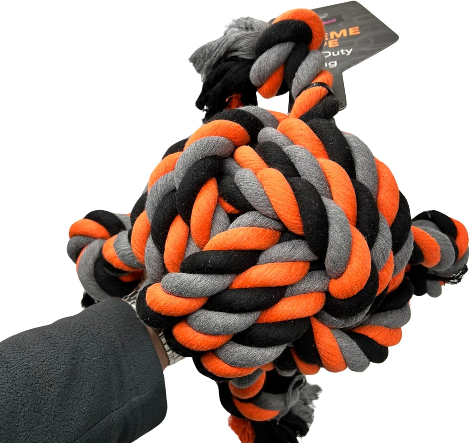 XL DOG BULLY ROPE BALL MONKEY FIST DURABLE KNOT TASSLES TUG - Image 4