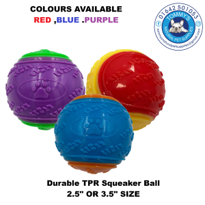 Hem & Boo TPR Squeaker Ball 2.5" Or 3.5" Assorted Colours