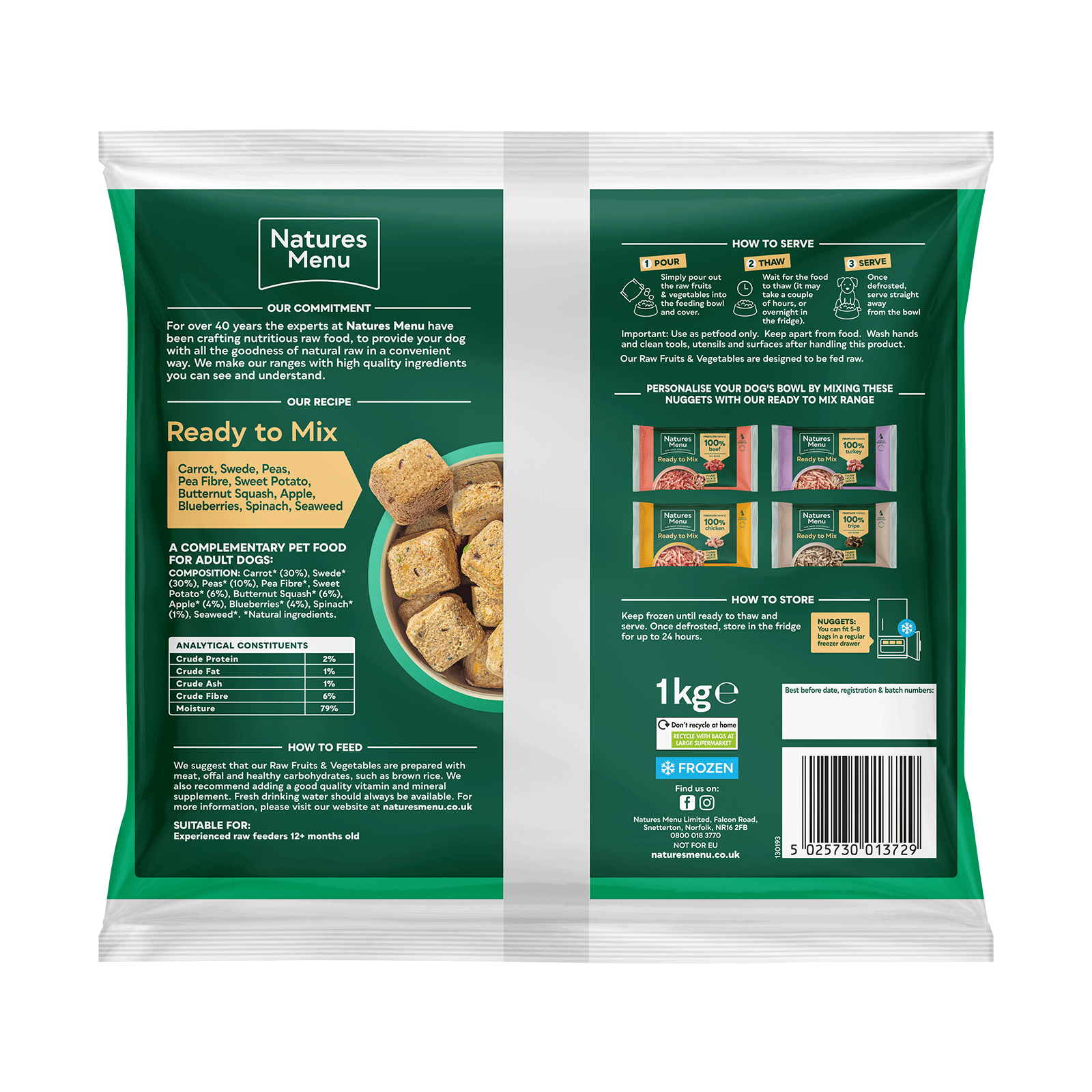 Natures Menu Frozen Fruits and Veg Nuggets For Dogs 1 kg - Image 2