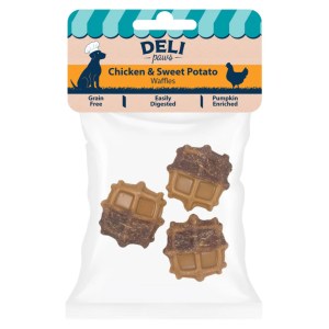 Deli Paws Waffles – Chicken & Sweet Potato Dog Treats 3pk