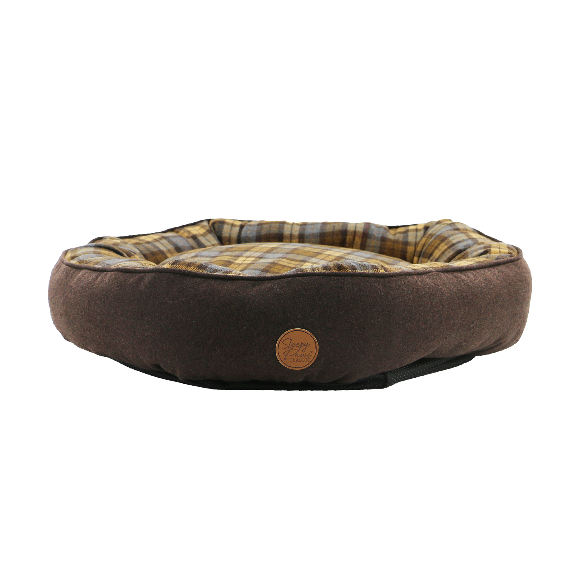 Brown And Blue Tartan Donut Dog Bed 70cm - Image 3