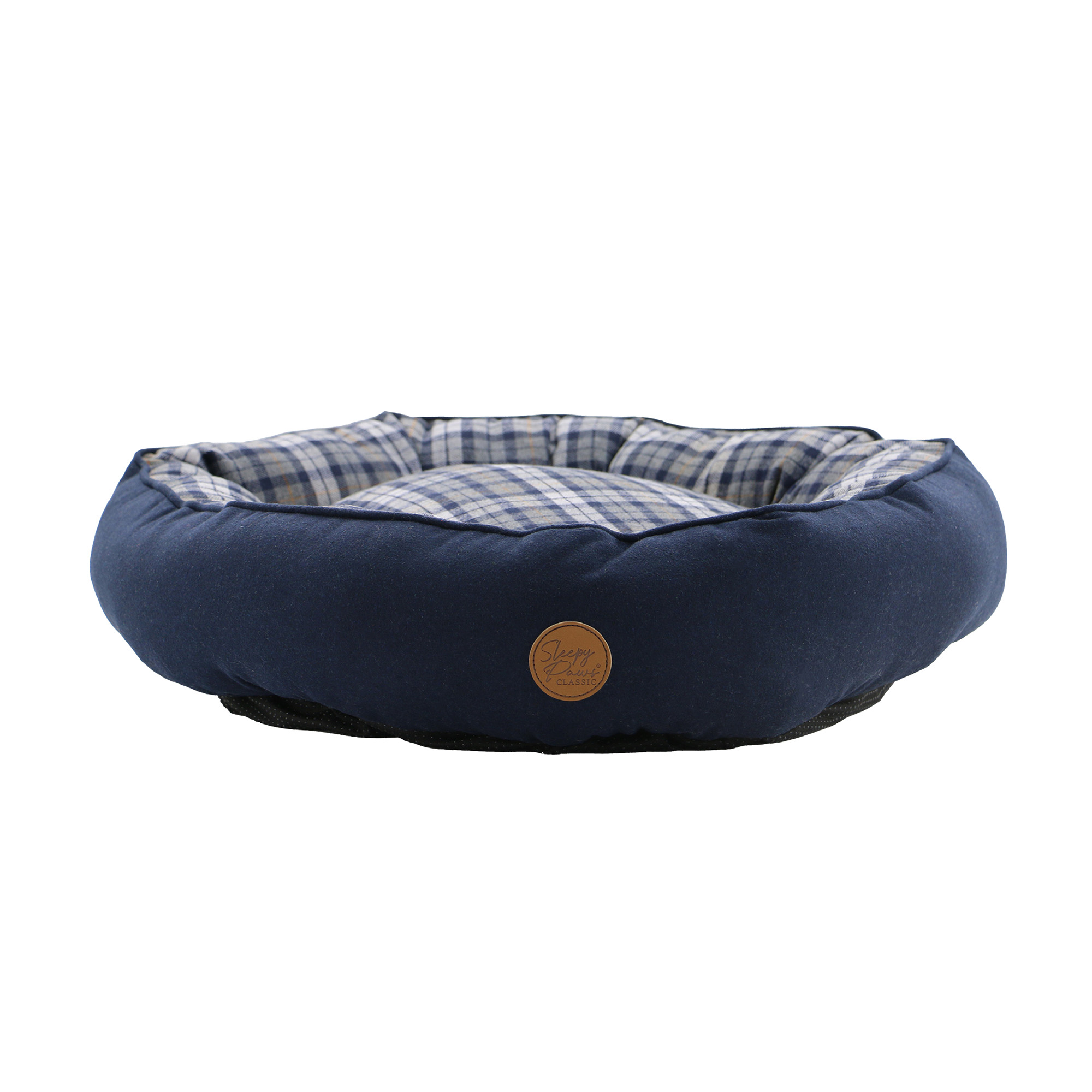 Blue and Grey Tartan Donut Dog Bed 70cm - Image 3