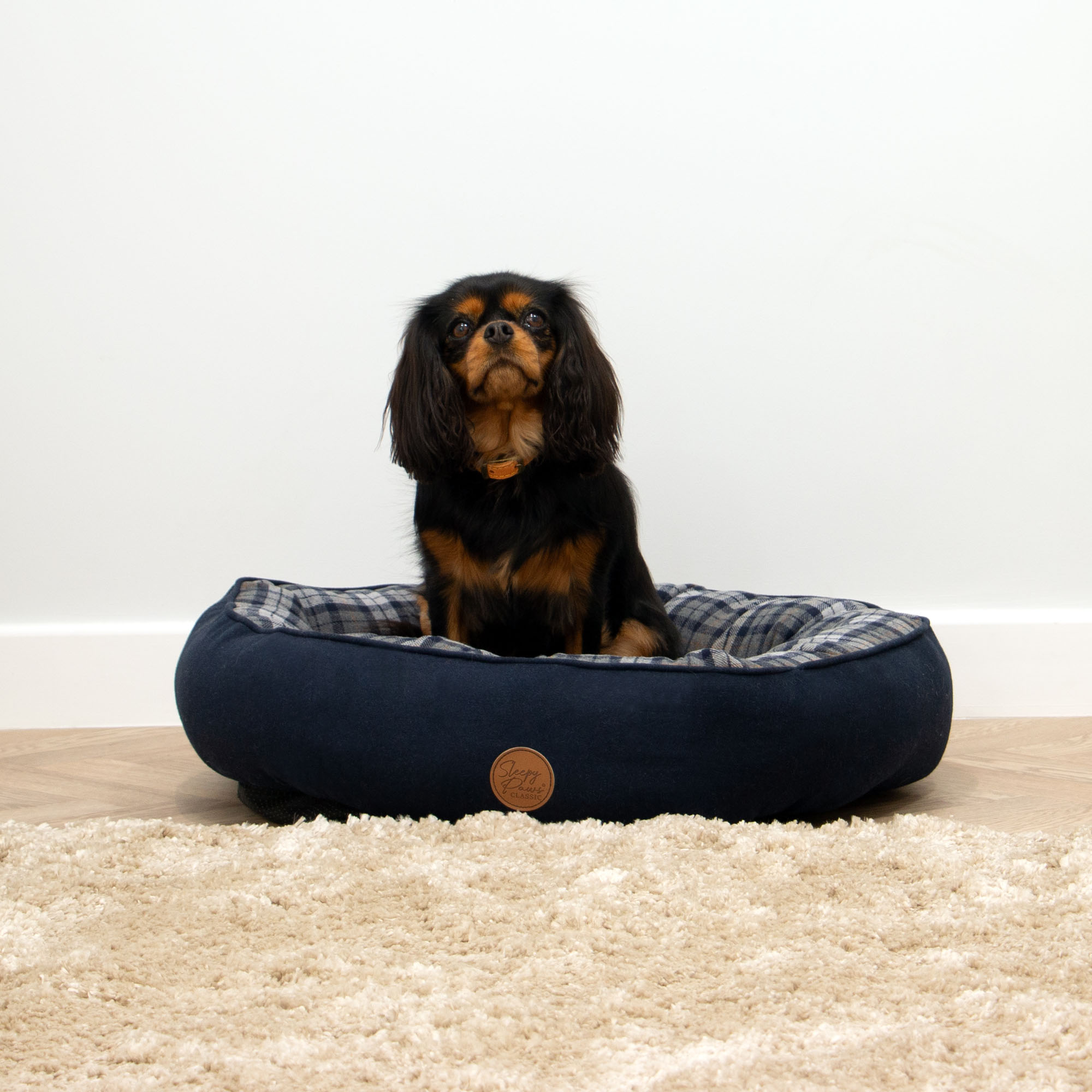 Blue and Grey Tartan Donut Dog Bed 70cm - Image 2