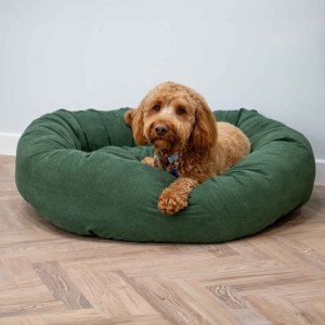 Corduroy Donut Dog Bed (Forest Green) 70 cm Or 100 cm