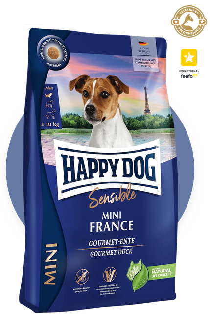 Happy Dog Supreme Sensible MINI France – Grain-Free Duck & Potato Dry Dog Food for Sensitive Adult Dogs