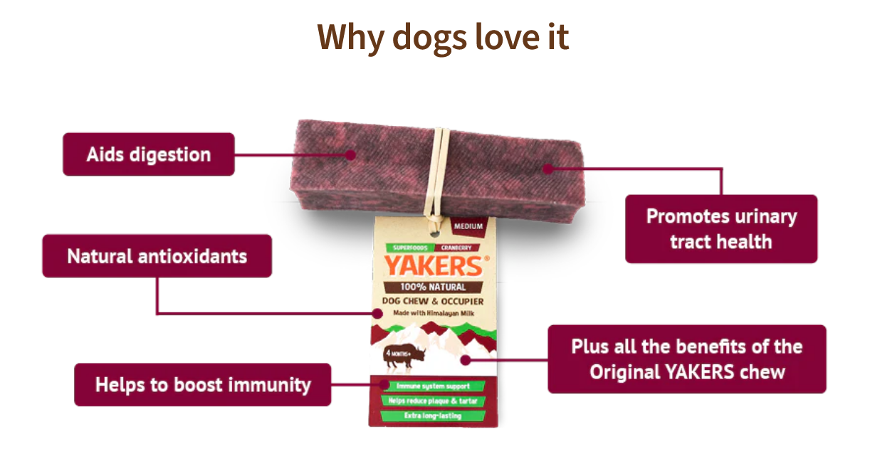 YAKERS Cranberry Dog Chew - Medium Or Large - Image 2