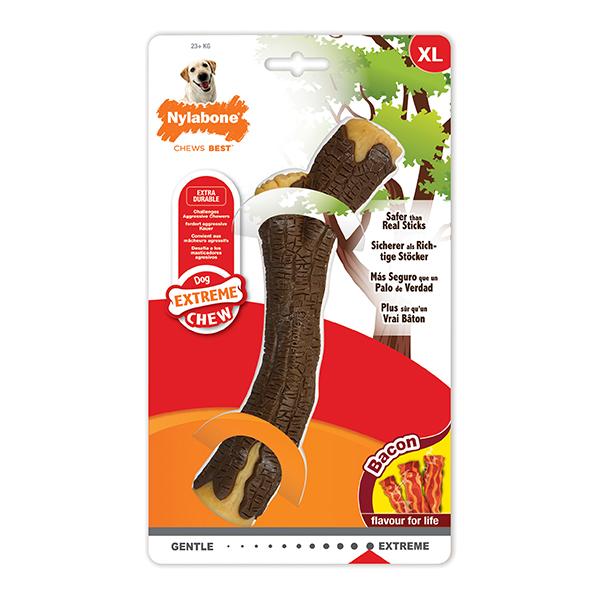 NYLABONE EXTREME CHEW WOODEN STICK BACON XL